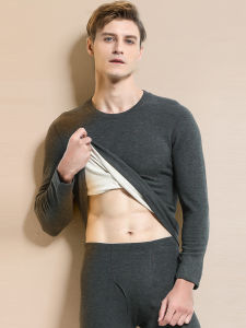 Fluffy Feeling 320G Double-Sided Silk Wool Bamboo Fiber Heating Thermal Underwear Fall Winter Men Velvet Thickening Outfit