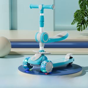 Childrens Three-in-One Scooter Skateboard Doll Carriage Girls Style Sit And Ride Design Ideal for Kids Aged 1 to 8 Years