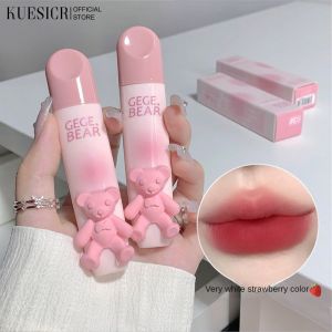 COD KUESICR New Tender lip glaze lip gloss small pink bear matte lip Student Lipstick