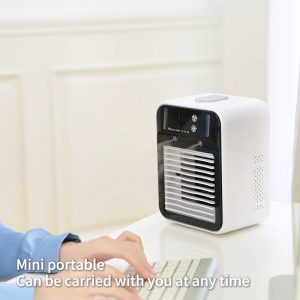 (SG Dliver)Home Air Conditioning Cooling Mist Fan Portable aircon Wireless USB Recharge Air Circulating Mini Fan High speed brushless Motor