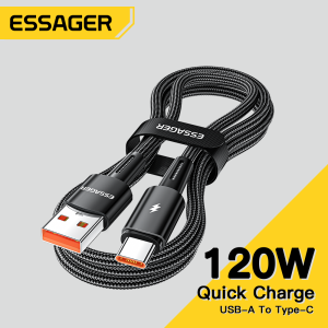 Essager | 2m Long Essager 120W USB A to Type C Cable Super Fast Charge 6A For Xiaomi 12Pro Redmi K50 Note 11Pro for iPhone 16 pro max 15