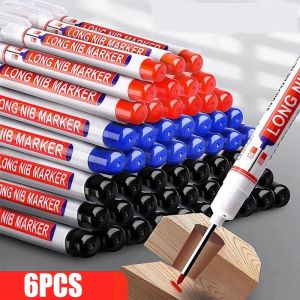 6PCS Multifunction 20mm Deep Hole Long Tip Head Markers For Metal Perforating Pen Waterproof Bathroom Woodworking Decoration