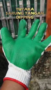 Sarung Tangan Benang Telapak Karet Tebal Anti Slip / Sarung Tangan SAS Lapis Karet / Sarung Tangan Dipping / Laminated Palm Coates Gloves