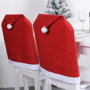 Christmas Chair Covers Non-Woven Fabric Soft Touch Red Christmas Hat Dining Table Decorations Festive Christmas Decorations