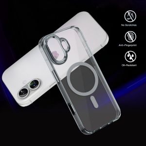 CrashStar Magsafe HD Transparent Acrylic Hard Shockproof Phone Case For iPhone 16 15 14 Pro Max Plus 13 12 11 Pro Max Wireless Charging Phone Casing Clear Anti-fingerprint Protective Cover Shell With Heightened Metal Camera Ring Protection Hot Sale