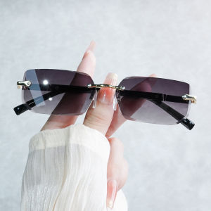 แว่นตาแฟชั่น Y2K สไตล์วินเทจไร้กรอบสำหรับผู้ชายผู้หญิง ฟังก์ชั่นเลนส์ตกแต่ง ฟิตปกติ พักผ่อนทุกวัน