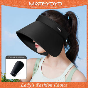 MATEYOYO หมวกหมวกชายทะเลหมวกว่างเปล่าพับได้สำหรับผู้หญิงหมวกกันแดดลำลองหมวกป้องกันแสงแดดปีกกว้างแบบพกพาหมวกแก๊ปหมวกป้องกันรังสียูวีมีเชือกไนลอนสำหรับท่องเที่ยวกลางแจ้ง