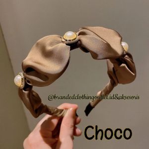 BANDO SATIN MUTIARA IMPORT / BANDO ELASTIS KOREAN STYLE PREMIUM / BANDANA KAIN SATIN ELEGAN / PEARL HAIRBAND NEW STYLE / BMP9813