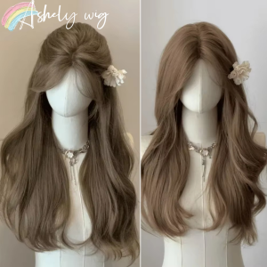 Princesse Wigs for Women Brown Long Curly Hair Big Wave Wig Natural Curls Headband Lolita Wig Heat Resistant Synthetic 가발