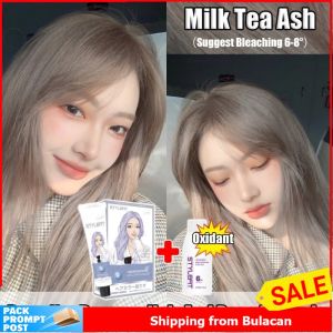 100ml Hair Dye and Oxidant 1 Set Hair Color Milk Tea Ash with Compete Tools Hair Color Tool