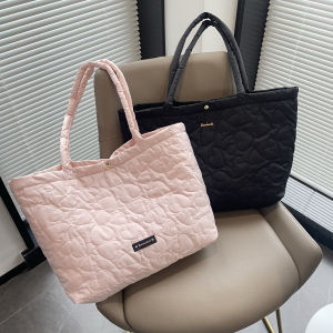 2024 Autumn and Winter New Love down Bag Large Capacity Shoulder Tote Bag Student Class Commuter All-Match Mummy Bag