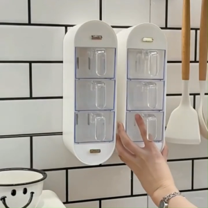 Hộp Đựng Gia Vị Treo Tường Nhà Bếp Chống Ẩm Kệ Để Gia Vị 3 Ngăn Sang Trọng Tiện Lợi