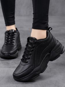 Winter New Womens Casual Shoes Leather Surface Waterproof Sports Travel Lightweight Soft Bottom Anti-slip Black Womens Footwear