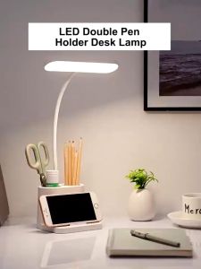 【Garansi 30 tahun】Lampu meja tong pena dudukan ponsel LED lampu meja multifungsi 3 in 1 dengan belajar tricolour lampu malam pajangan