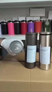 Bình giữ nhiệt inox hình trụ cao cấp 600ml ly giữ nhiệt americano inox 304 dáng cao bình giữ nhiệt inox có ống hút ly inox uông trà cafe coffee