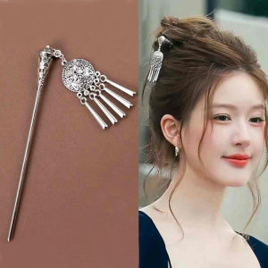 New Chinese Style Hairpin Step Shake Tassel Ancient Ethnic Style Ball Head Hairpin Single Word Hair Clip Fashionable Hair Accessories