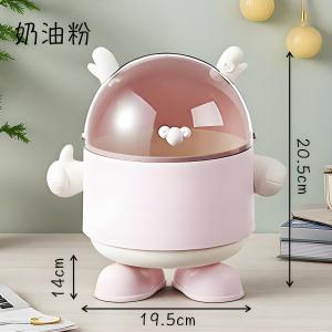 Desktop Waste Paper Basket Small Office Home Living Room Tea Table Bedside Dormitory Desk Trash Can High Aesthetic Value with Lid