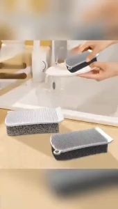 New 3in1 Silicone Cleaning Sponge Double-sided Reusable Cleaning Brush Kitchen Sponge Wipes Clean Tool