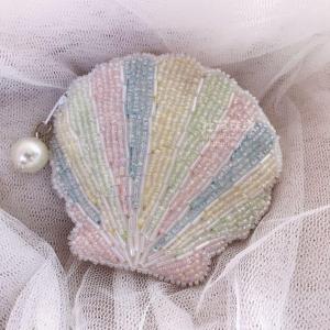 กระเป๋าใส่เหรียญแบบมินิลายหอย กระเป๋าใส่เครื่องประดับหูแบบมือทำลายลายนูน กระเป๋าใส่เหรียญแบบมีซิปปิด กระเป๋าใส่เหรียญแบบแข็ง