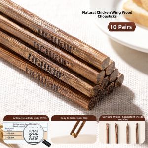 Natural Chicken Wing Wood Chopsticks 10 Pairs