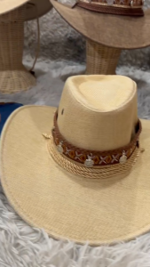 หมวกคาวบอยพร้อม+สายถักชนเผ่าเหรียญเงิน Western American Cowboy Hats ทรงวินเทจ 05-X4+00HAT04