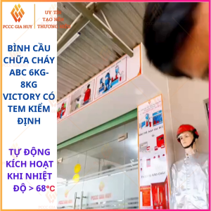 [CÓ KIỂM ĐỊNH]Bình cầu chữa cháy tự động bột ABC 6kg-8kg VICTORY có tem dùng cho nhà xe kho xưởng..