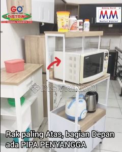 Distrindo - Rak Dapur Serbaguna Rangka Besi Papan TEBAL 15mm Finishing PVC Sheet Tahan Air