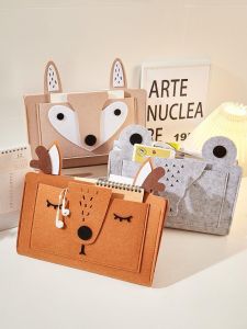 Felt Bedside Storage Hanging Bag Bedside Storage Bag Sofa Cartoon Student Dormitory Punch-Free For Home Bedroom Sundries