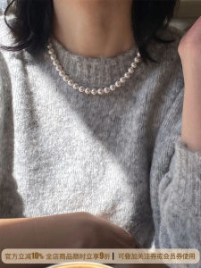 สร้อยคอแท้ Freshwater Natural Pearl Aurora เรียบง่ายหรูหรา เข็มขัดคอสั้นสุดเก๋สำหรับผู้หญิง ของขวัญที่ดีสำหรับวันเกิดและวันหยุด