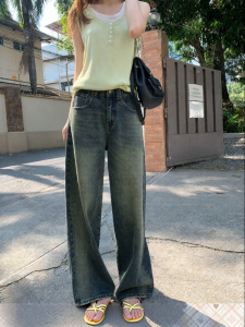 NIHAOKANONG | Quần Jeans Vải Vintage Đã Giặt