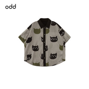 Cotton Breathable Cat Print Boys Shirt Short Sleeve