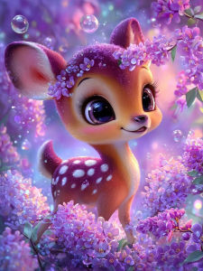 Huacan 5D DIY Diamond Painting Sika Deer Diamond Mosaic Animal Flower Complete Kit Picture Of Rhinestones