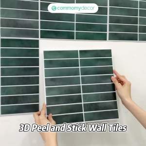 1/10pcs 3D Decorative Wall Panels Self-adhesive 3D Green Tile Stickers for Kitchen and Bathroom Water Mold Resistant 30x30cm