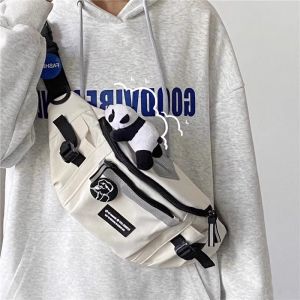 JENL Sling Bag for Men Harajuku Workwear Style Sports Crossbody Bag with Night Reflective Strip