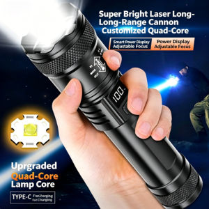 High Power LED Flashlight USB Rechargeable Waterproof Torch with COB Side Light Portable Zoom Camping Hiking Outdoor Lamp