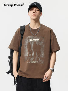 Retro Short-sleeve American Style Casual Round Neck T-shirt