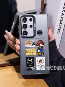 เคสโทรศัพท์กันกระแทก Mario รุ่นปี สีดำ สำหรับ Samsung S25 Ultra S24 รุ่นใหม่ S25 Edge S23FE S22U S21 Note20 A55A54 แบบแข็ง เปลือกหอย