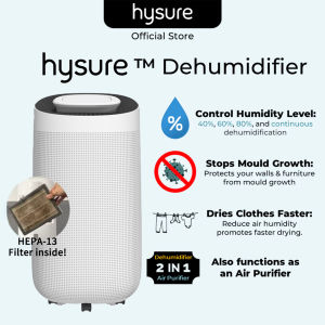 Hysure Virgo 12L/D Dehumidifier Large Water Tank Auto Shutoff Air Purifier Dehumidifier