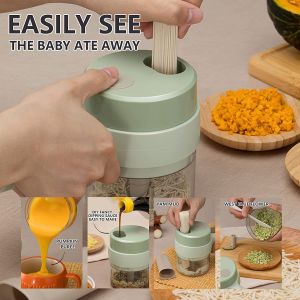 4 In 1 Handheld Electric Vegetable Cutter Set USB Charging Ginger Masher Machine Durable Chili Vegetable Crusher Kitchen Tool