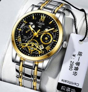 [Quà tặng nam] Đồng hồ chuyển động tự động Thụy Sĩ nam cao cấp kinh doanh giản dị dạ quang đồng hồ chống nước nam thép Chạm Rỗng Đồng hồ đeo tay