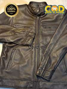 Jaket kulit domba asli warna coklat full sulam