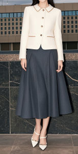 Fashionable French Vintage Small Fragrance Style Set Skirt Womens Commute OL Autumn 2024 New Arrival Polyester Elastic Fiber A-Line Skirt Long Sleeve Mid-Length Dress