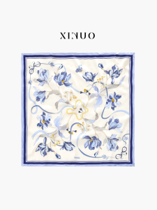 Xinuosichou Ningfa Garden  Silk Large Square Scarf Shawl Magnolia Flower Pure Silk Scarf Strap Summer Fashion Accessories