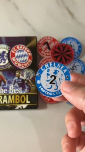 Biji Karambol Rangkap 2 Lapis Tebal 5 mm Motif Chelsea Bayern Munchen / Random | koin krambol dua layer original | 1 set buah kerambol 5mm | coin bola carambol | anak carrom games