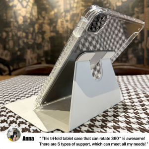 CrashStar 360° Rotatable Stand Transparent Hard Tri-fold Tablet Case For iPad Mini 6 iPad 9.7 5th 6th Air 3 4 5 iPad 10.2 7th 8th 9th 10th Gen iPad Pro 11 inch iPad Pro 12.9 2022 2021 2020 2019 Clear Shockproof iPad Casing Cover With Foldable Holder - Lazada