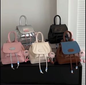 Tas Ransel Kulit Mini Wanita Viral Tas Backpack Import Lucu Korean Style Aesthetic Terbaru Kekinian BK25