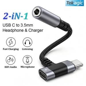 2 IN 1 USB C To 3.5mm Headphone Adapter To Type C PD 60W Charging Audio Cable For iPhone iPad Samsung Xiaomi Huawei Connectors
