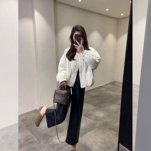 QFN | Stylish Loose Round Collar Casual Cotton-padded Women Jacket White