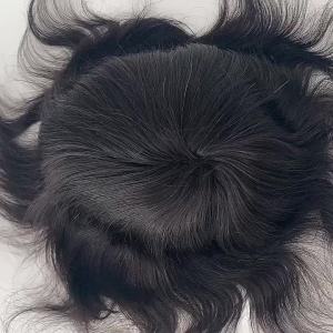 Former Lace Mono 120% Density Durable Men Toupee Breathable Male Wigs 100% Human Hair Systems Natural Wig 6" Hair Invisible Hairline Replacement Natural Looking Straight