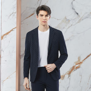 Seven Brand Mens Business Casual Slim Fit Striped Suit Jacket Flat Collar Two Button Long Sleeve Fashion Urban Spring Outerwear